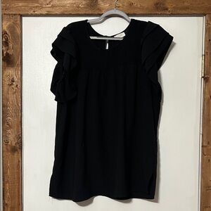 ODDY Elegant Black Ruffle Blouse
